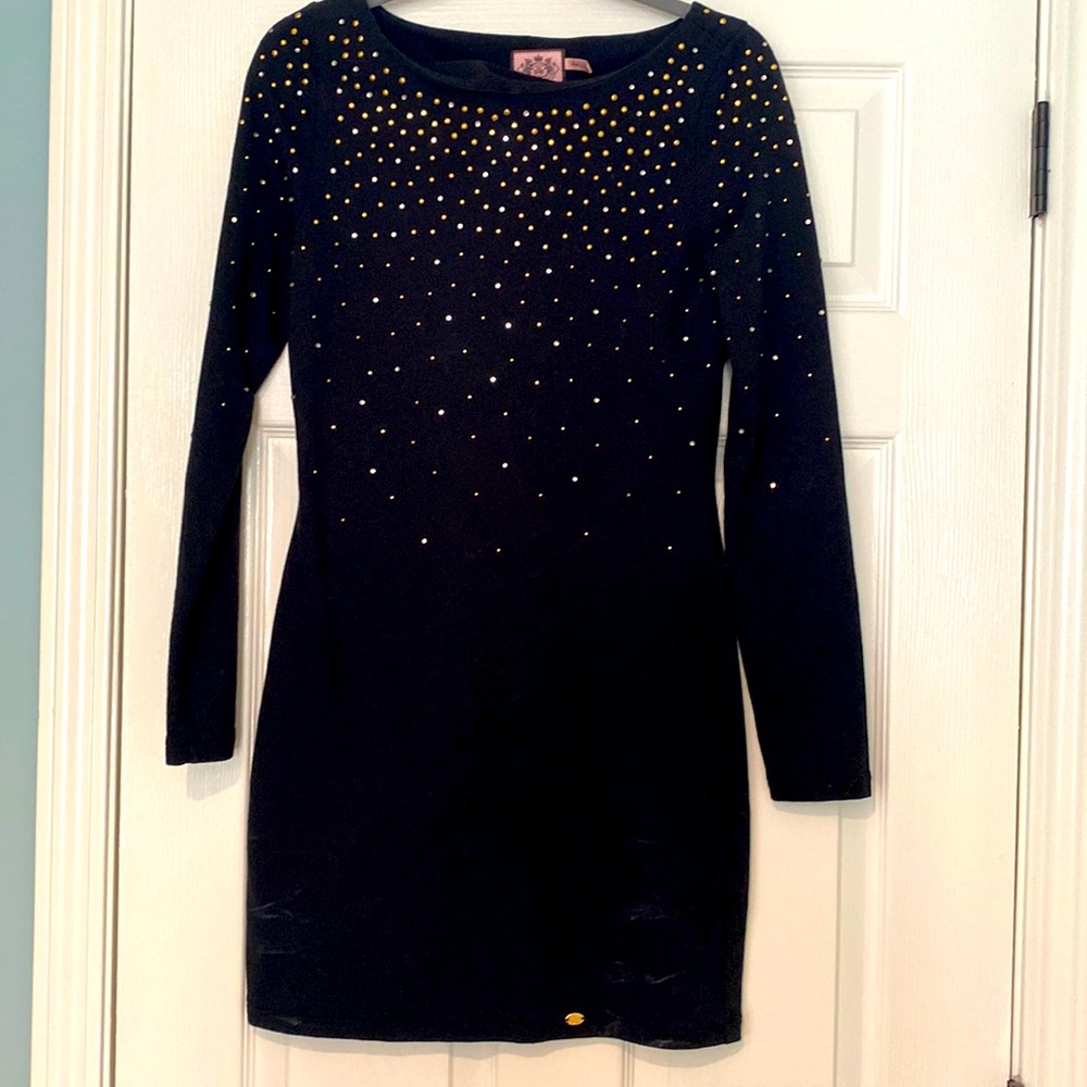Juicy Couture Black Studded Embellished Long Sleeve Dress S